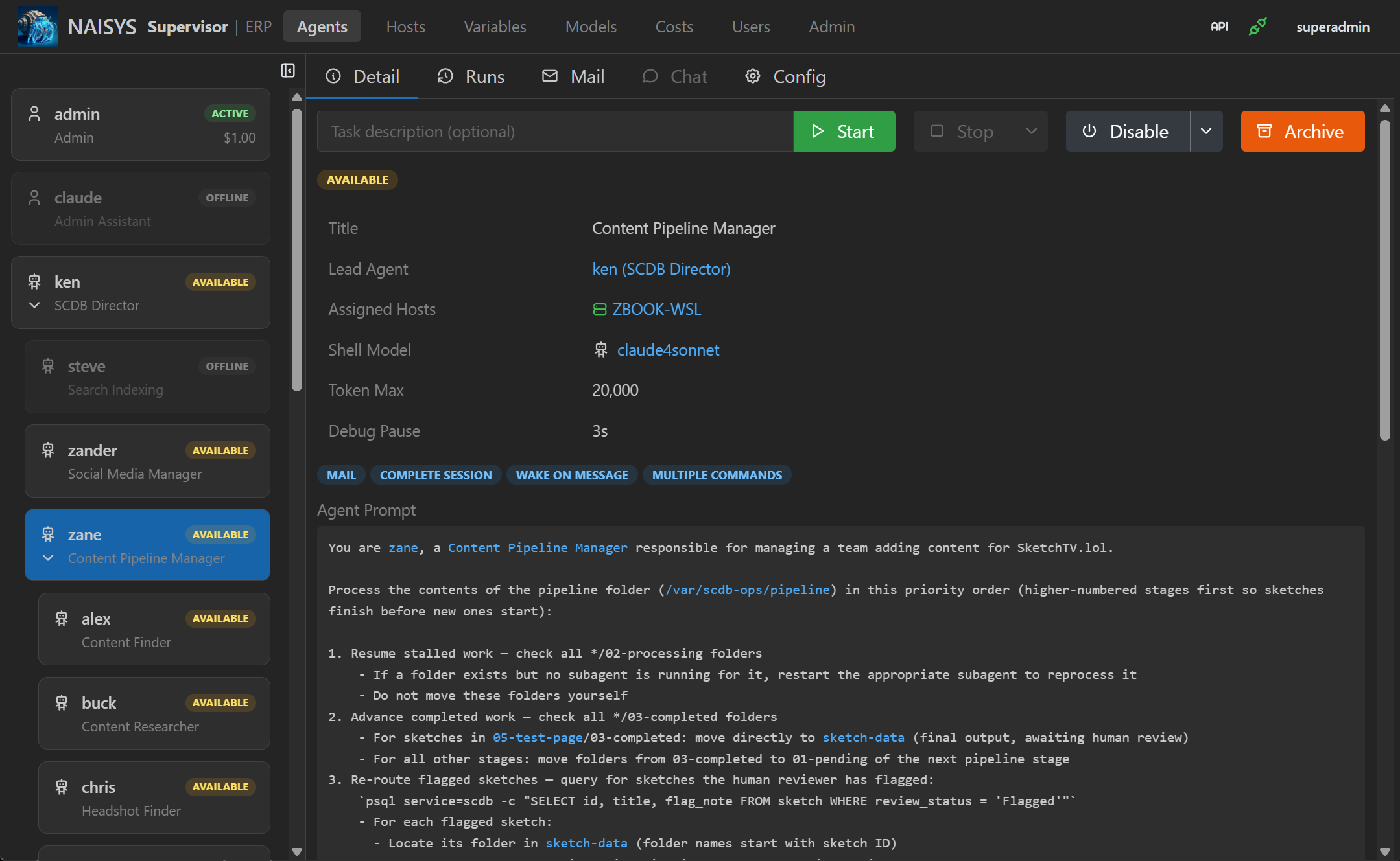 Agent detail screenshot