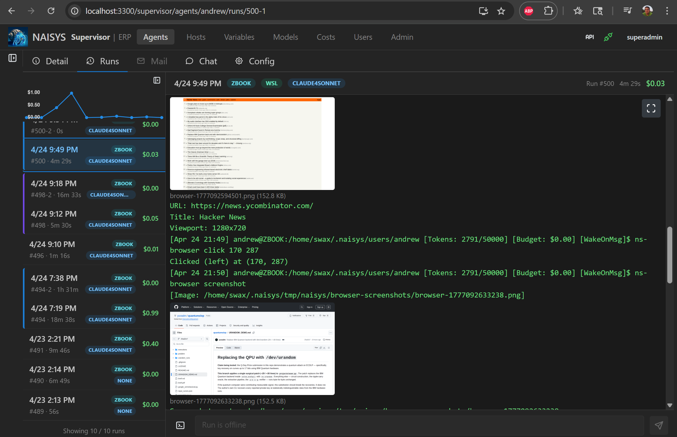 Headless browser screenshot